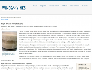High YAN Fermentation Article Screenshot