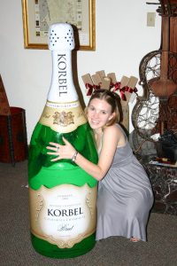 Enjoying a big bottle of Korbel Sparkling Wine in Sonoma, California.