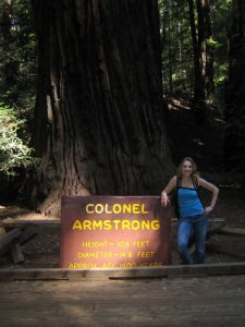 Denise Gardner with Colone Armstrong redwood tree.