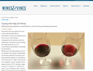 Coping with High pH Wines & Vines