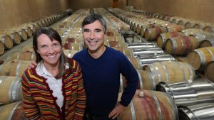 Sarah O'Herron, Founder, Black Ankle Vineyards in wine cellar