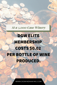 DGW costs $.02 per bottle of wine